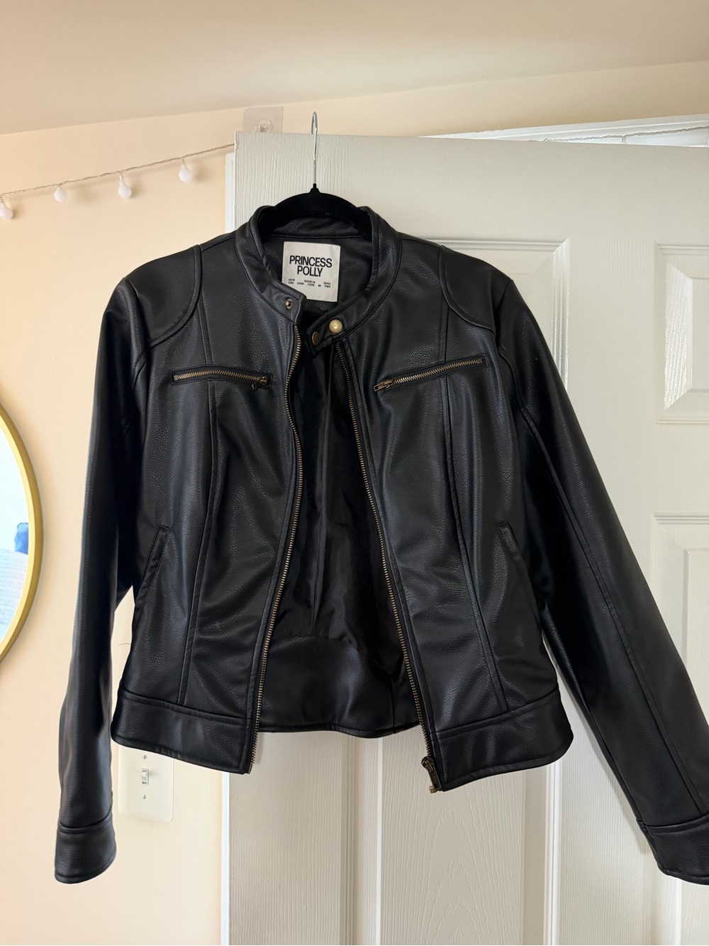Princess Polly Black Faux Leather Biker Jacket
